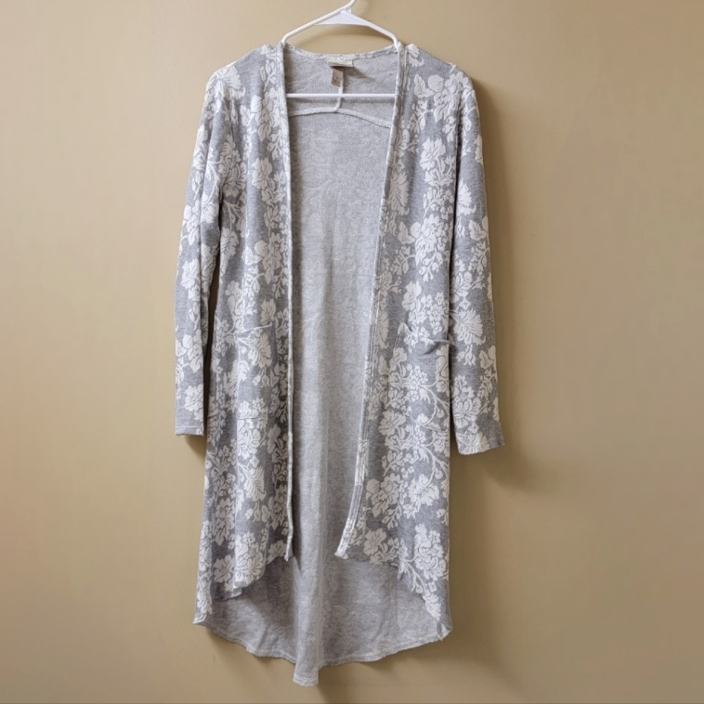 Knox Rose Floral Jersey Long Cardigan Size Small